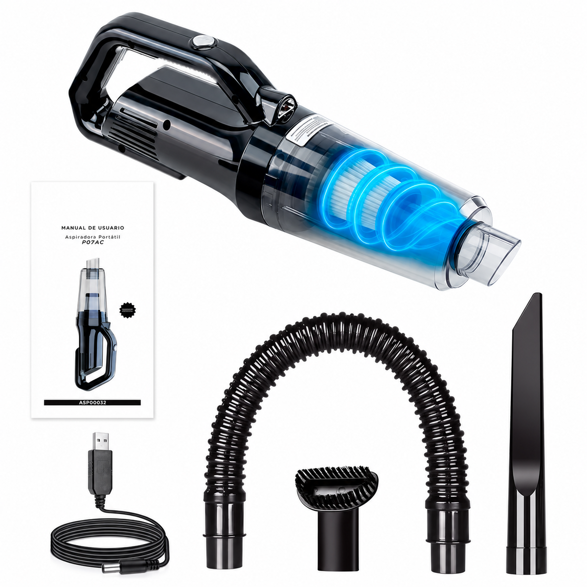 Aspiradora de Mano Inalámbrica 120 W + Kit de Destornilladores Punta Plana y Phillips Imantados