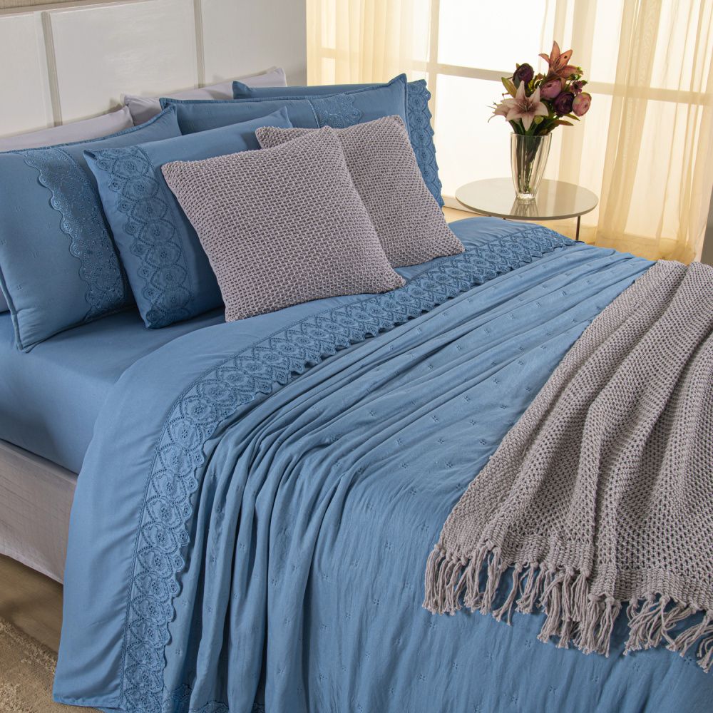 [10 PIEZAS] Juego de cama Serena percal 300 hilos bordado inglés + Set de Toallas Premium de Regalo (Copy)