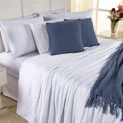 [10 PIEZAS] Juego de cama Serena percal 300 hilos bordado inglés + Set de Toallas Premium de Regalo (Copy)