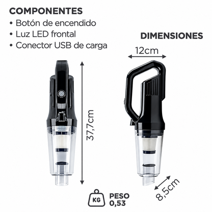 Aspiradora de Mano Inalámbrica 120 W + Kit de Destornilladores Punta Plana y Phillips Imantados